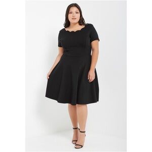 Black Scalloped Fit & Flare Dress